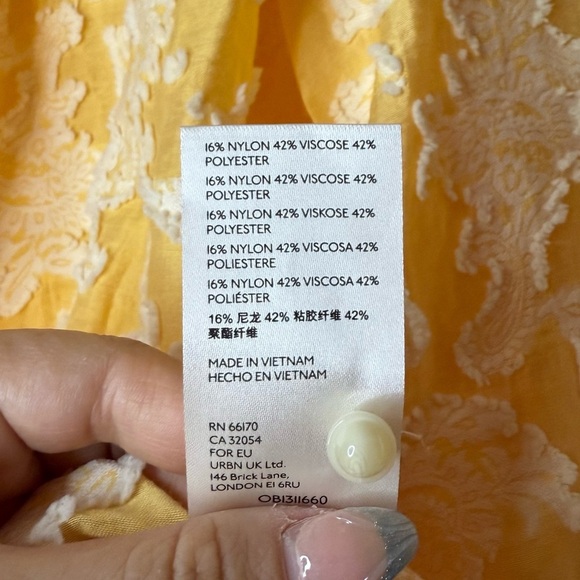 NWT ANTHROPOLOGIE Yvonne Textured Yellow Boho Buttondown Puff Sleeve Blouse Top - Picture 8 of 10